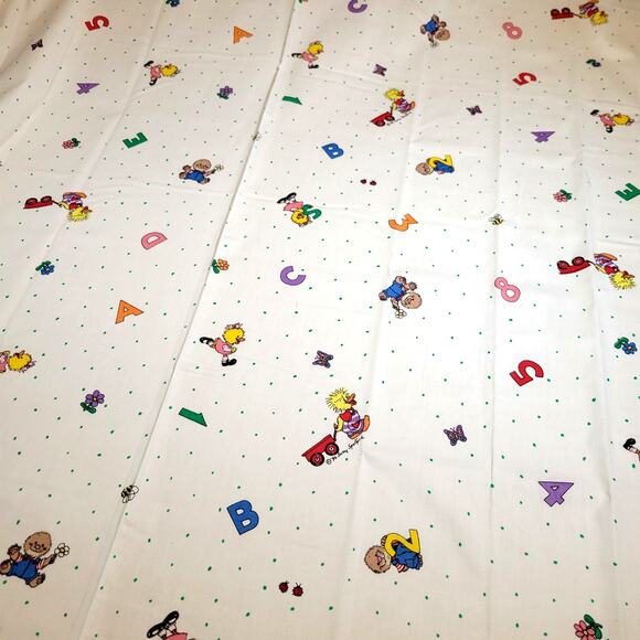 Cotton Fabric Suzy Spafford 1992 ABC 123 Baby Animals White 71x45 Quilting - Picture 4 of 12